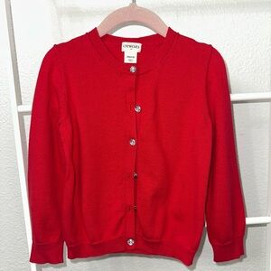 Crewcuts Vibrant Red Cardigan with Sparkling Buttons
